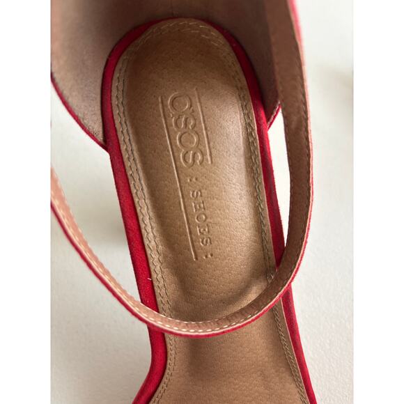 ASOS Red Block Heel Ankle Strap Sandals Size 9 - Picture 8 of 9